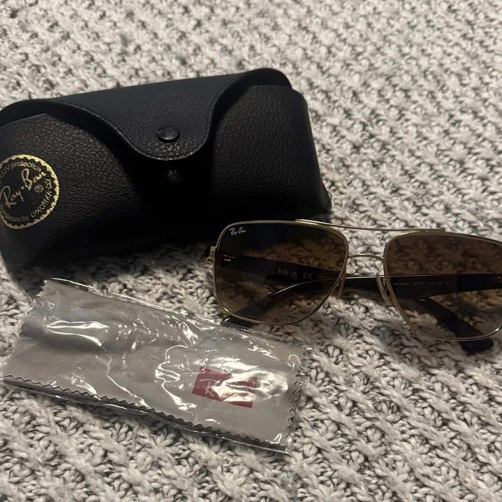 Ray-Ban Gold and Brown Sunglasses - Picture 1 of 9